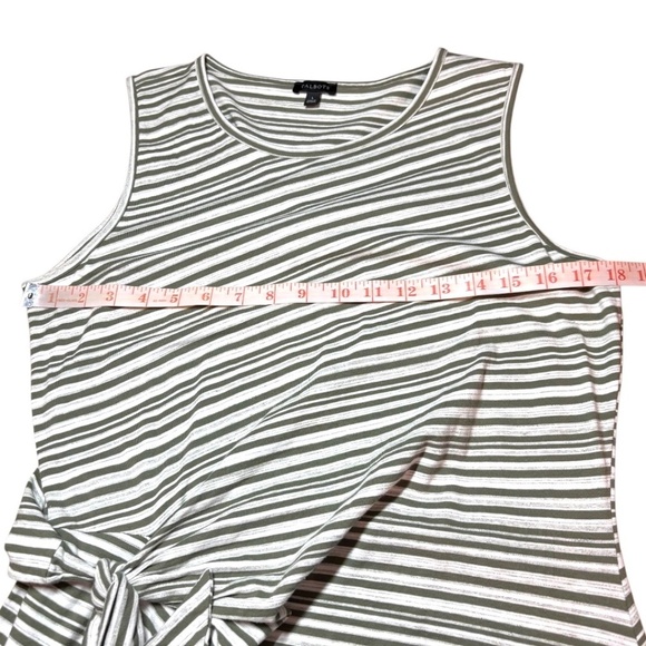 TALBOTS 100% Cotton Side Tie Shift Dress  - SUNDAY MORNING STRIPE Green / Cream - Picture 6 of 9